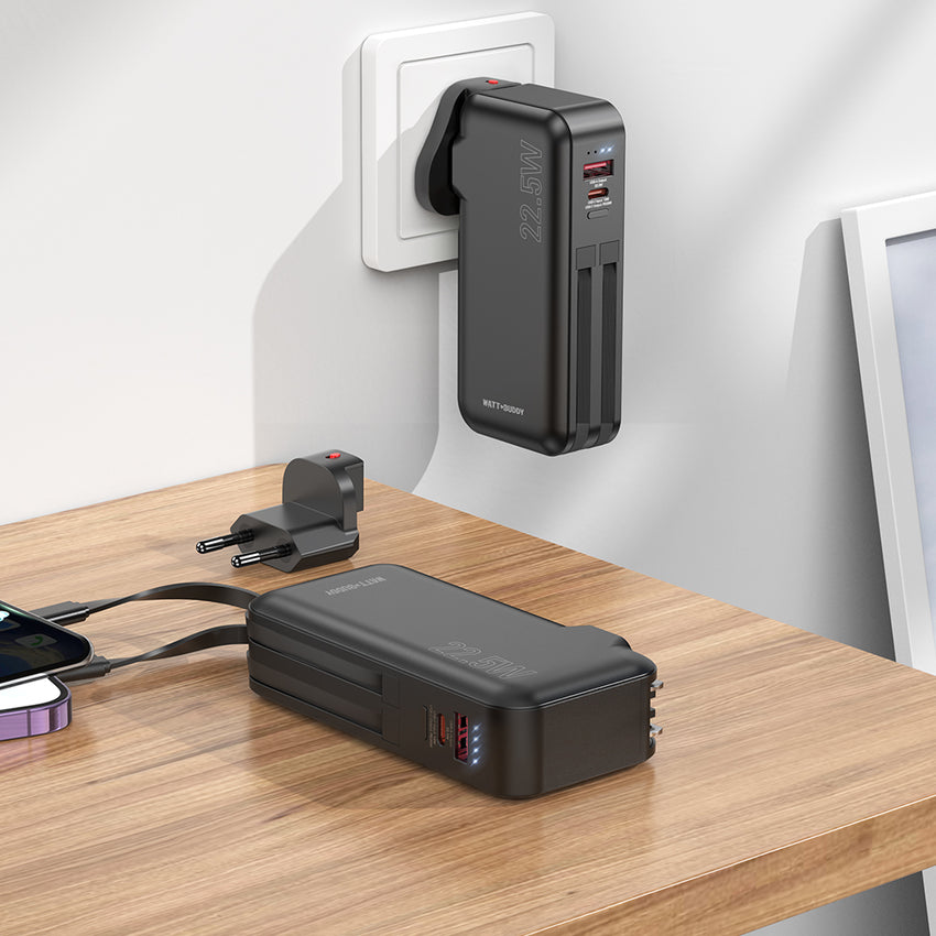 Watt Buddy 10000mAh Portable Power Bank - Fast Charging, Compact & Lightweight