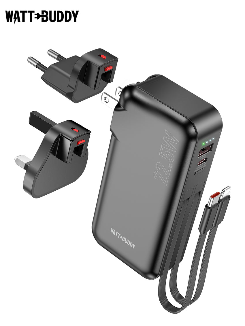 Watt Buddy 10000mAh Portable Power Bank - Fast Charging, Compact & Lightweight