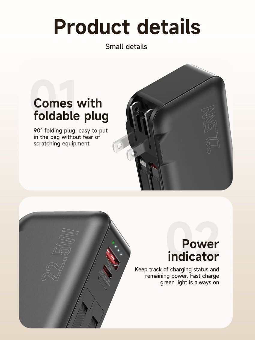 Watt Buddy 10000mAh Portable Power Bank - Fast Charging, Compact & Lightweight