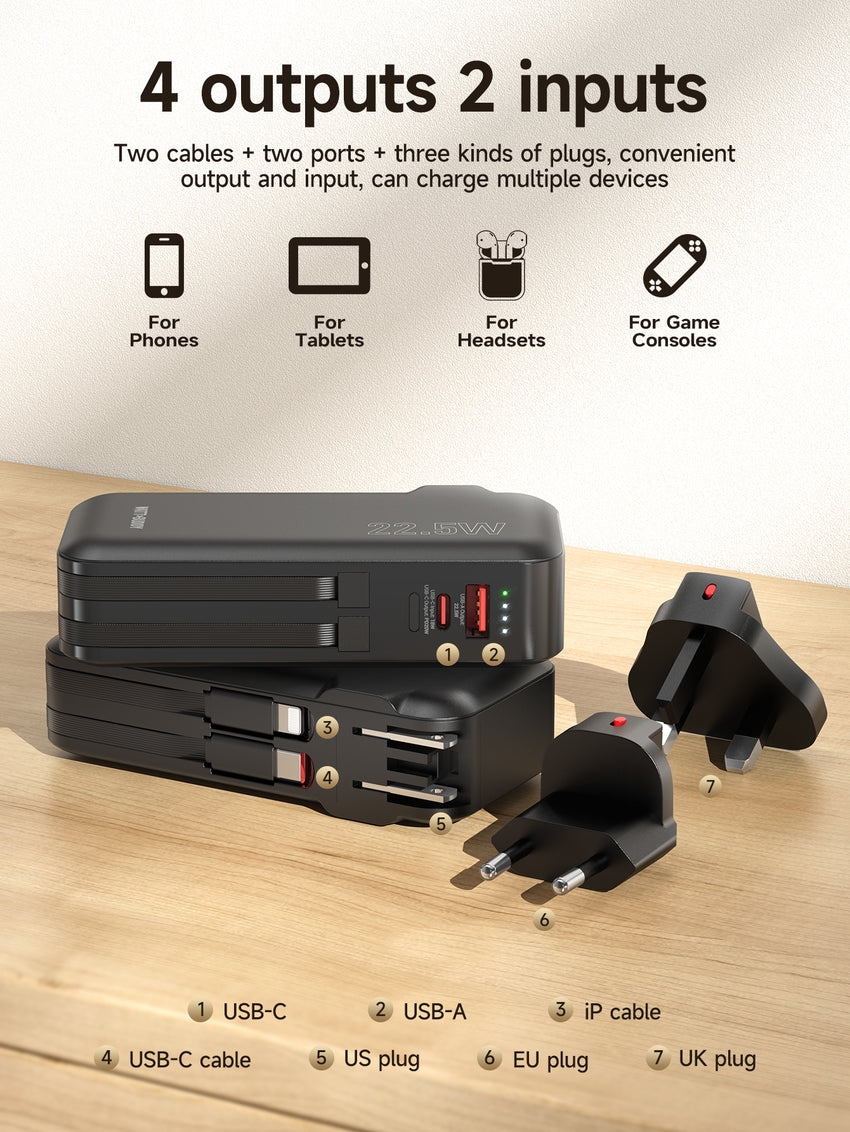 Watt Buddy 10000mAh Portable Power Bank - Fast Charging, Compact & Lightweight