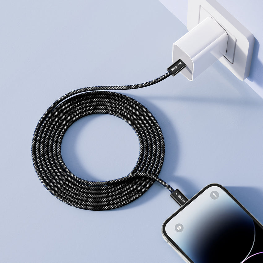 Watt Buddy 2M USB-C to Lightning Cable – Fast Charging, High-Speed Data Transfer, Power Delivery for iPhone 15, iPhone 16, iPad, iPod, and More – Durable Nylon Braided