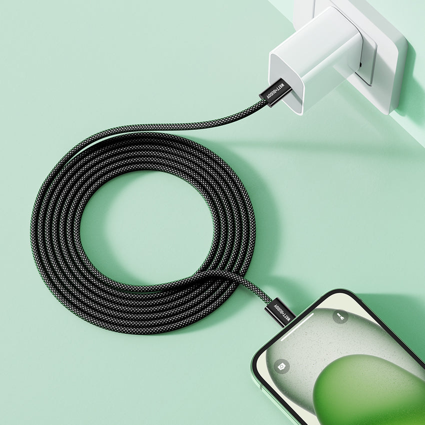 Watt Buddy 60W USB-C to USB-C Charging Cable (2m) – Fast Charging, High-Speed Data Transfer, 3A, Nylon Braided, Power Delivery for iPhone, Samsung, MacBook, iPad & More