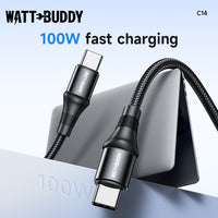 Watt Buddy USB-C to USB-C Cable 2M - 100W Fast Charging, High-Speed Data Transfer