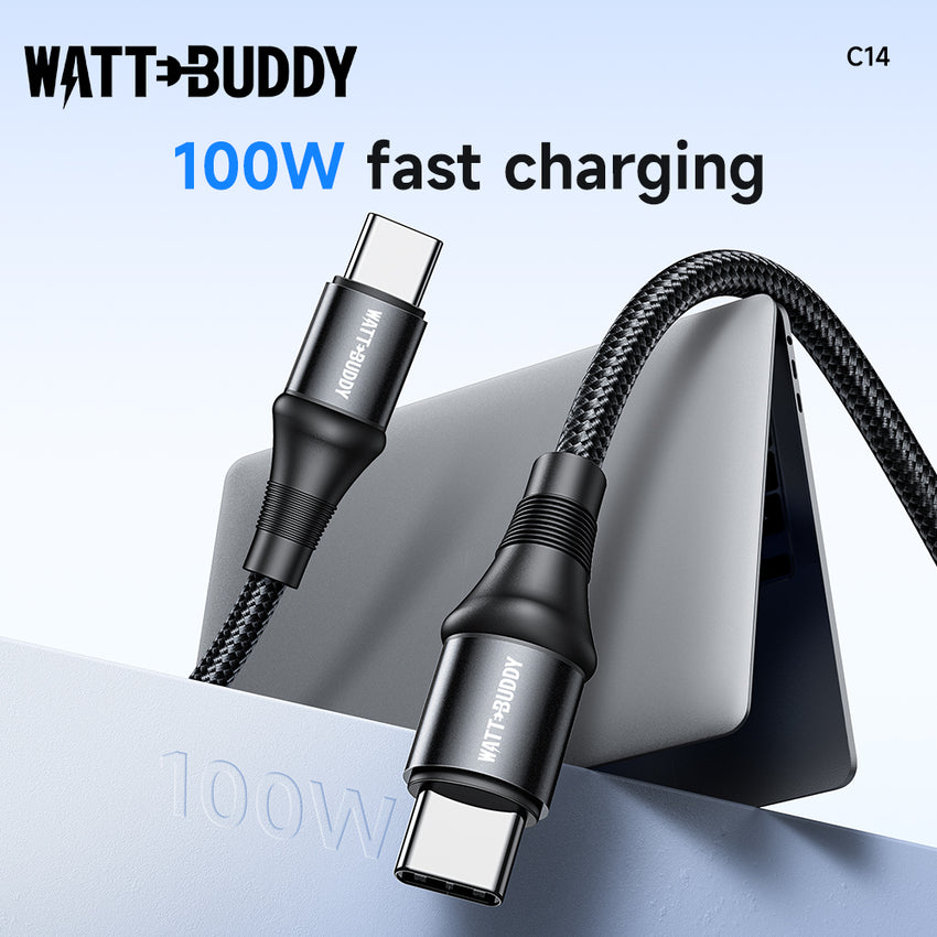 Watt Buddy USB-C to USB-C Cable 2M - 100W Fast Charging, High-Speed Data Transfer