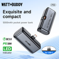 Watt Buddy 5000mAh Mini Power Bank - Compact, Fast Charging, Slim Design
