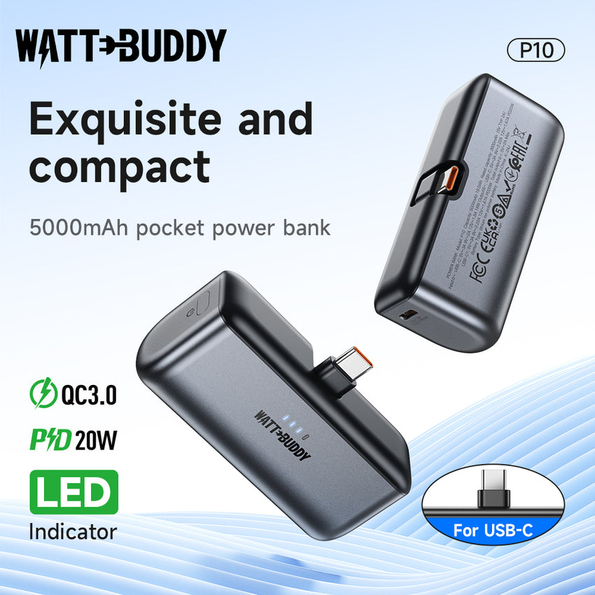 Watt Buddy 5000mAh Mini Power Bank - Compact, Fast Charging, Slim Design