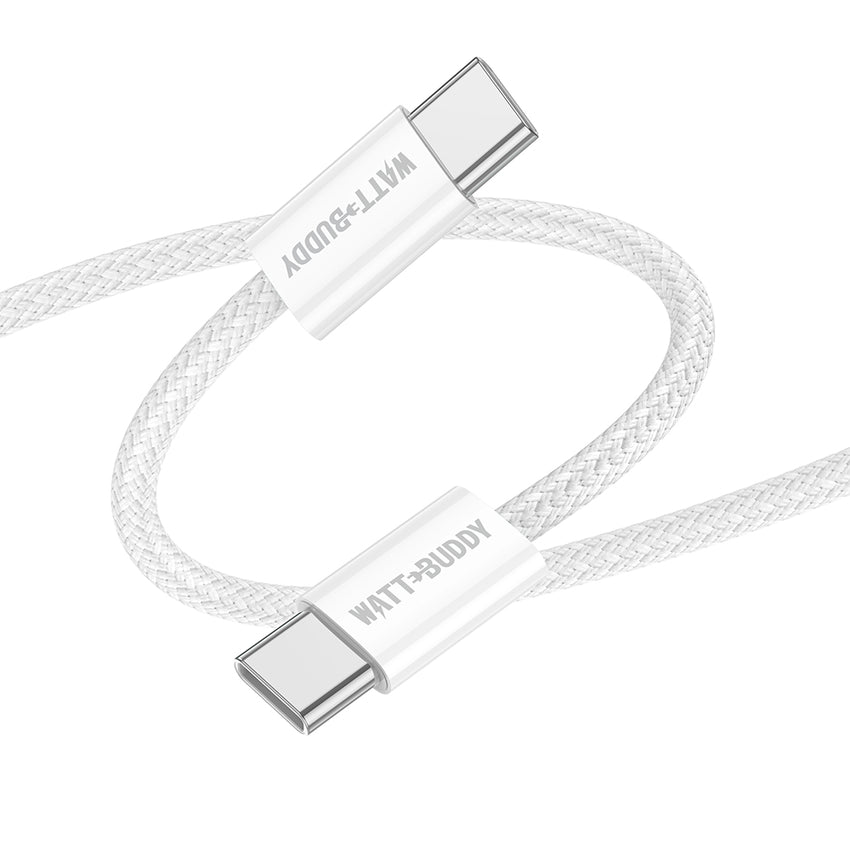 Watt Buddy 60W USB-C to USB-C Charging Cable (1m) – High-Speed Data Transfer, Fast Charging for iPhone, Samsung, MacBook & More – Durable Nylon Braided, 3A, 100W PD Supported