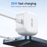 WATT BUDDY 35W USB-C Charger UK Plug with 2M Type-C Cable – Fast Charger, USB C Adapter, Power Delivery (PD), Quick Charging for iPhone, Samsung, iPad, Android, Phone, and Laptop