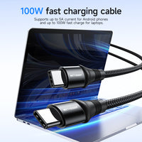 Watt Buddy USB-C to USB-C Cable 2M - 100W Fast Charging, High-Speed Data Transfer