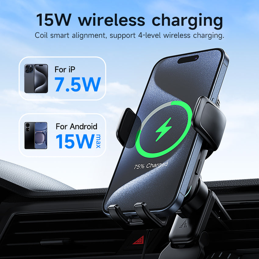 Watt Buddy Automatic Alignment Car Phone Holder with MagSafe – Wireless Charging, 360° Rotation, Fast Charging for iPhone & More