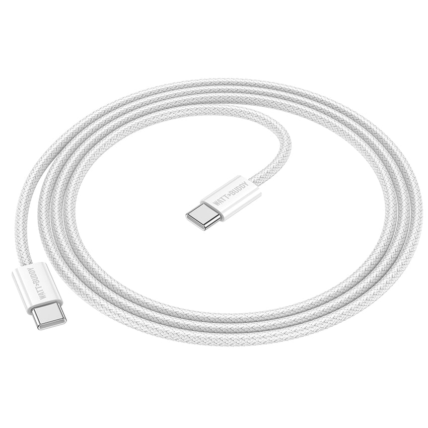 Watt Buddy 60W USB-C to USB-C Charging Cable (1m) – High-Speed Data Transfer, Fast Charging for iPhone, Samsung, MacBook & More – Durable Nylon Braided, 3A, 100W PD Supported