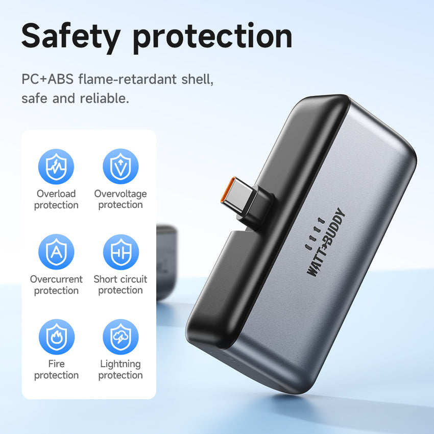 Watt Buddy 5000mAh Mini Power Bank - Compact, Fast Charging, Slim Design