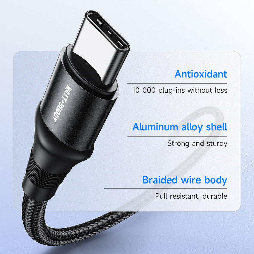Watt Buddy USB-C to USB-C Cable 2M - 100W Fast Charging, High-Speed Data Transfer
