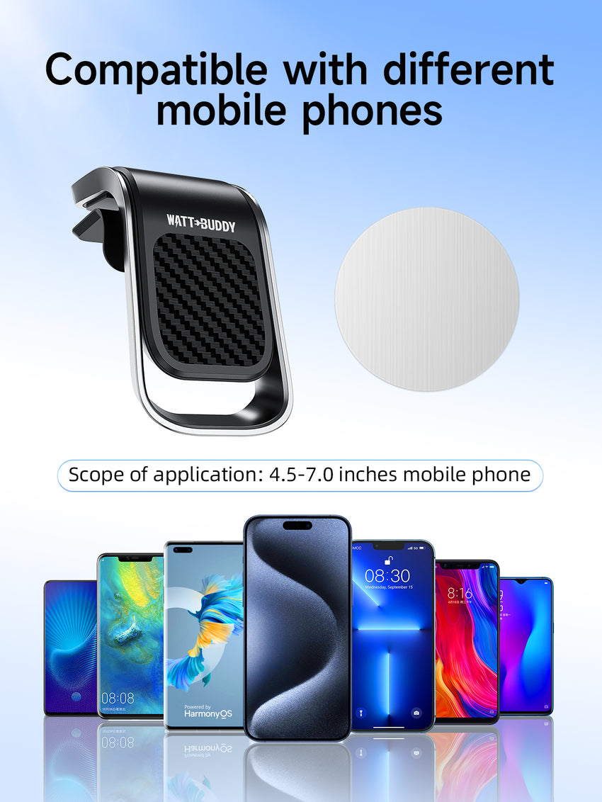 Watt Buddy Magnetic Car Phone Holder for Air Vent - Wireless Charging, Compact & Strong Magnet for iPhone 16 Pro Max, iPhone 15, Samsung & More