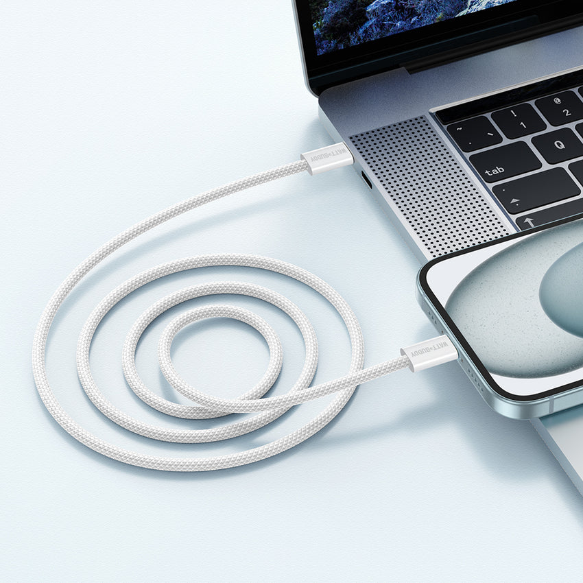 Watt Buddy 60W USB-C to USB-C Charging Cable (1m) – High-Speed Data Transfer, Fast Charging for iPhone, Samsung, MacBook & More – Durable Nylon Braided, 3A, 100W PD Supported