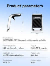 Watt Buddy Magnetic Car Phone Holder for Air Vent - Wireless Charging, Compact & Strong Magnet for iPhone 16 Pro Max, iPhone 15, Samsung & More