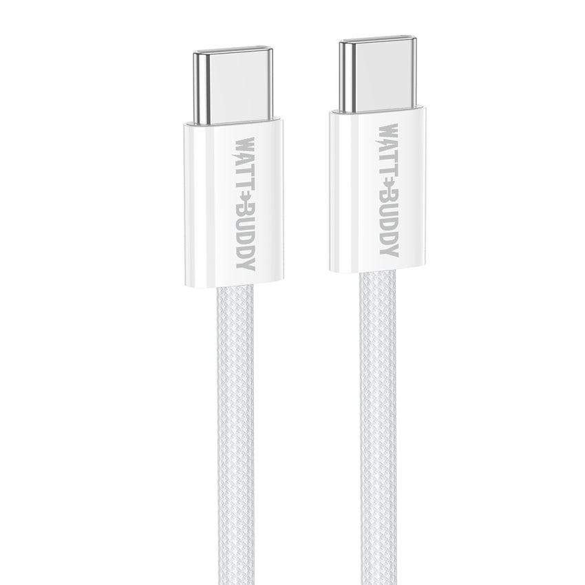 Watt Buddy 60W USB-C to USB-C Charging Cable (1m) – High-Speed Data Transfer, Fast Charging for iPhone, Samsung, MacBook & More – Durable Nylon Braided, 3A, 100W PD Supported