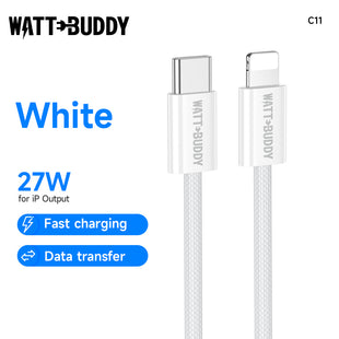 Watt Buddy USB-C to Lightning Cable 1M - Fast Charging and Data Transfer
