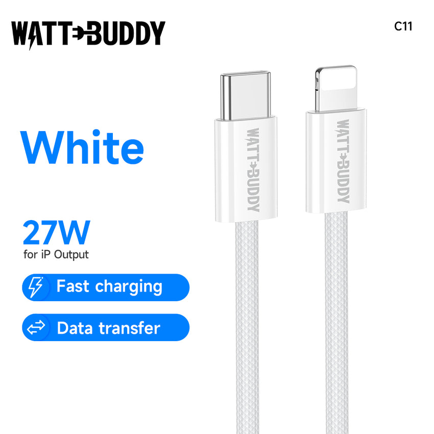 Watt Buddy USB-C to Lightning Cable 1M - Fast Charging and Data Transfer