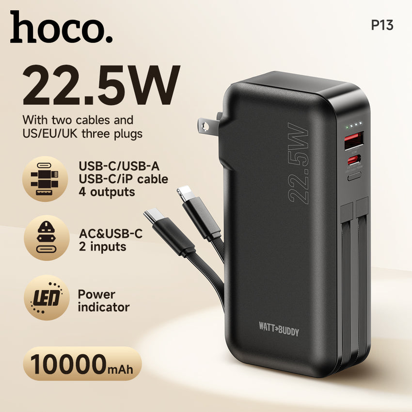 Watt Buddy 10000mAh Portable Power Bank - Fast Charging, Compact & Lightweight